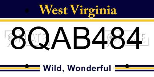 8QAB484 West Virginia License Plate