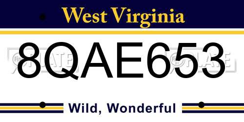 8QAE653 West Virginia License Plate