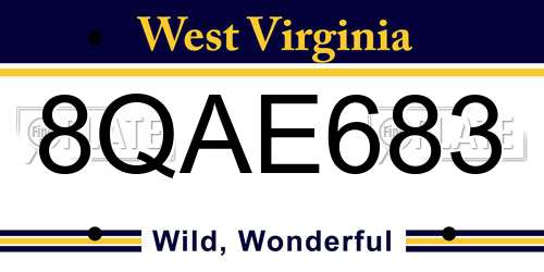 8QAE683 West Virginia License Plate