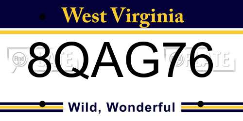8QAG76 West Virginia License Plate
