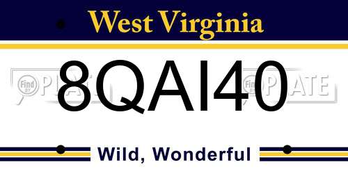 8QAI40 West Virginia License Plate