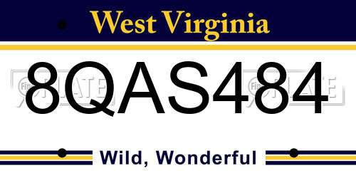 8QAS484 West Virginia License Plate