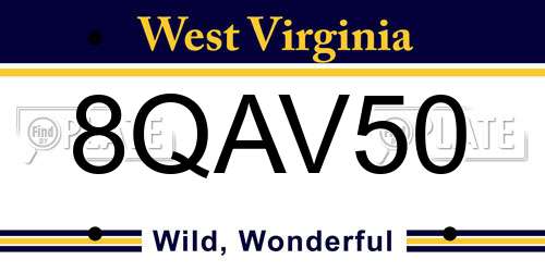 8QAV50 West Virginia License Plate