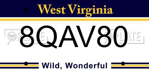 8QAV80 West Virginia License Plate