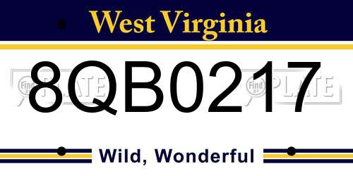 8QB0217 West Virginia License Plate