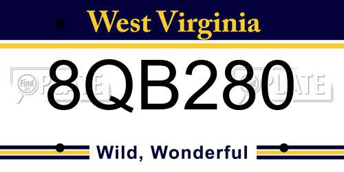 8QB280 West Virginia License Plate