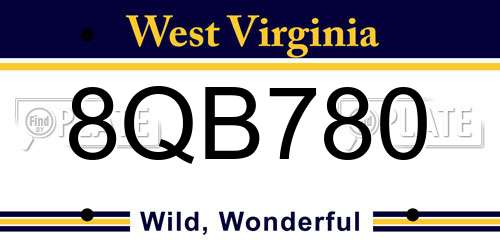 8QB780 West Virginia License Plate