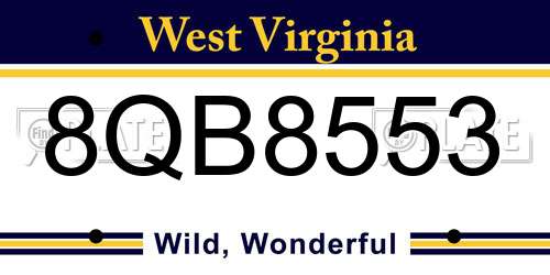 8QB8553 West Virginia License Plate