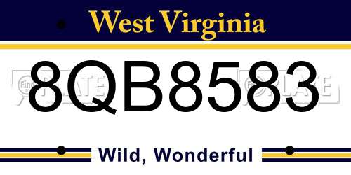 8QB8583 West Virginia License Plate