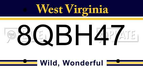 8QBH47 West Virginia License Plate