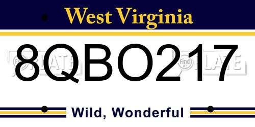 8QBO217 West Virginia License Plate