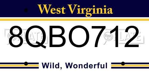 8QBO712 West Virginia License Plate