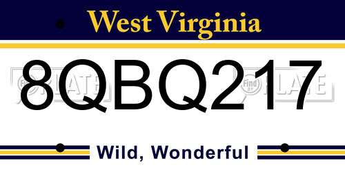 8QBQ217 West Virginia License Plate