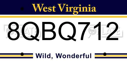 8QBQ712 West Virginia License Plate