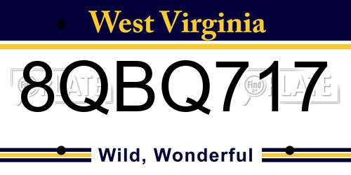 8QBQ717 West Virginia License Plate