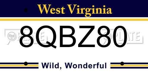 8QBZ80 West Virginia License Plate