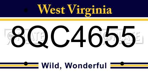 8QC4655 West Virginia License Plate