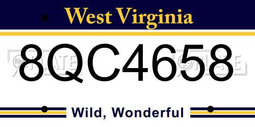 8QC4658 West Virginia License Plate