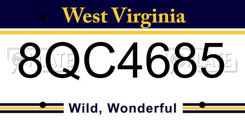 8QC4685 West Virginia License Plate