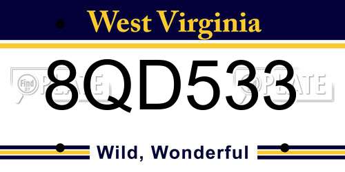 8QD533 West Virginia License Plate