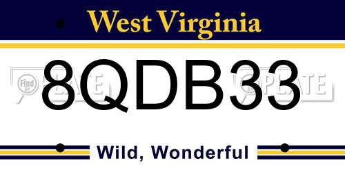 8QDB33 West Virginia License Plate