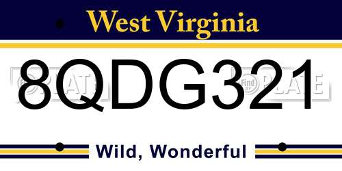 8QDG321 West Virginia License Plate