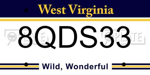 8QDS33 West Virginia License Plate
