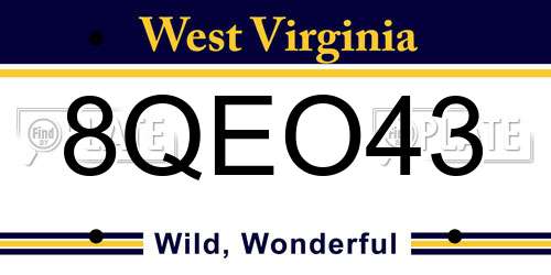 8QEO43 West Virginia License Plate