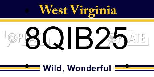 8QIB25 West Virginia License Plate