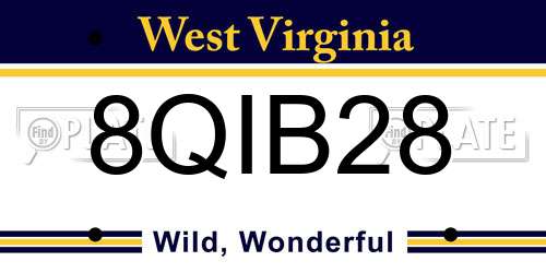 8QIB28 West Virginia License Plate