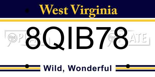 8QIB78 West Virginia License Plate