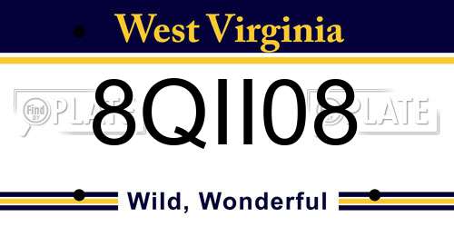 8QII08 West Virginia License Plate