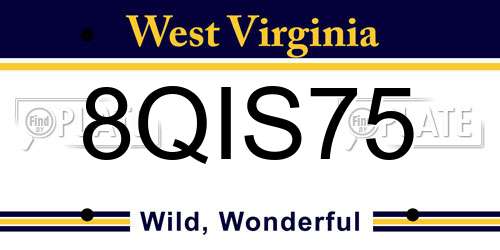 8QIS75 West Virginia License Plate