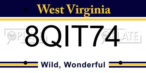 8QIT74 West Virginia License Plate