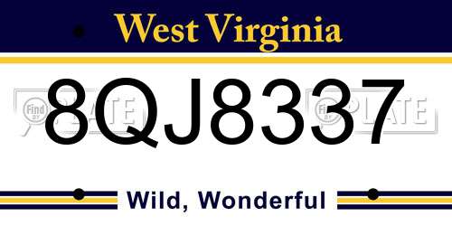 8QJ8337 West Virginia License Plate