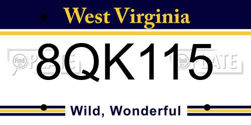 8QK115 West Virginia License Plate