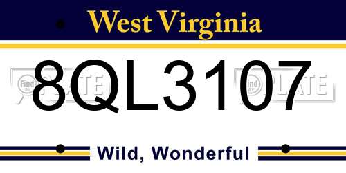 8QL3107 West Virginia License Plate