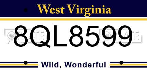 8QL8599 West Virginia License Plate