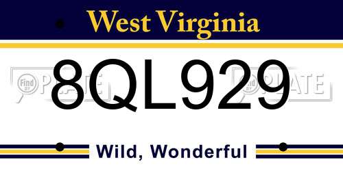 8QL929 West Virginia License Plate