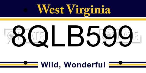 8QLB599 West Virginia License Plate