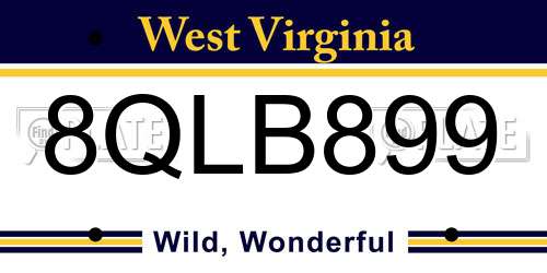 8QLB899 West Virginia License Plate