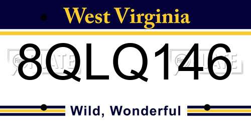 8QLQ146 West Virginia License Plate