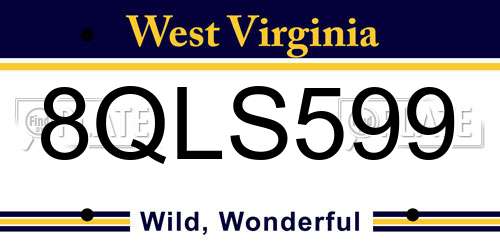 8QLS599 West Virginia License Plate