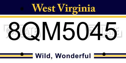 8QM5045 West Virginia License Plate