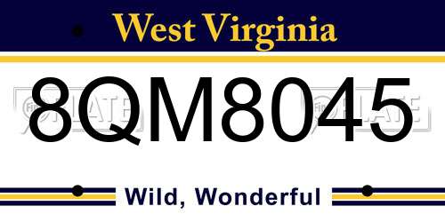 8QM8045 West Virginia License Plate