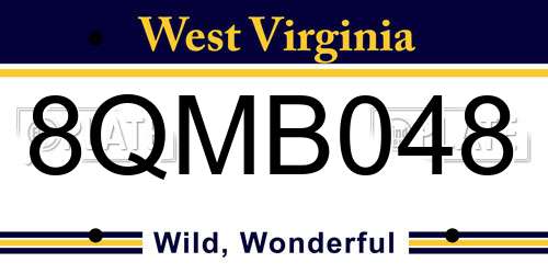 8QMB048 West Virginia License Plate