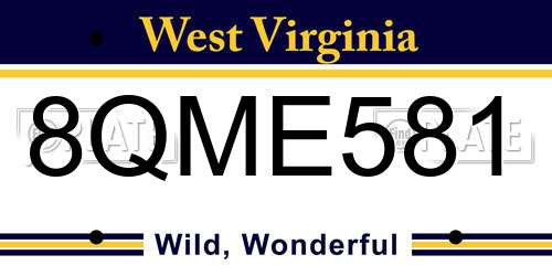 8QME581 West Virginia License Plate