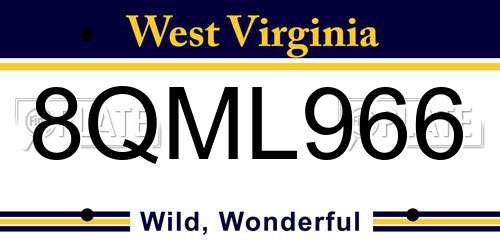 8QML966 West Virginia License Plate