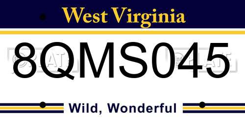 8QMS045 West Virginia License Plate