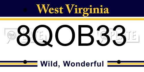 8QOB33 West Virginia License Plate